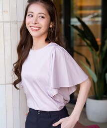 【シルクタッチさら魅せTシャツ】袖フレア プルオーバー