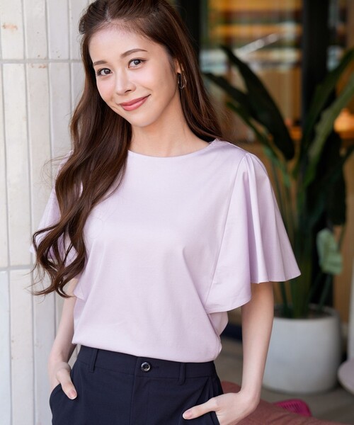 ANY SIS(エニィスィス)の「【シルクタッチさら魅せTシャツ】袖フレア プルオーバー(Tシャツ/カットソー・レディース・オレンジ系/ライラック系/アイボリー系/ダークグリーン系/ダークブラウン系/ブラック系・X-LARGE)」の20枚目の写真