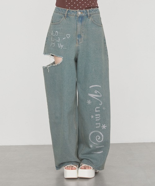 BREATH デニムパンツ ラインストーン ダメージデニム ラインストーンダメージデニムパンツ / Rhinestone Damage Denim Pants