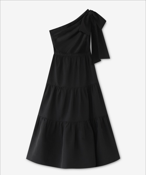 セール】One shoulder ribbon flare onepiece（ワンピース）｜M me eme