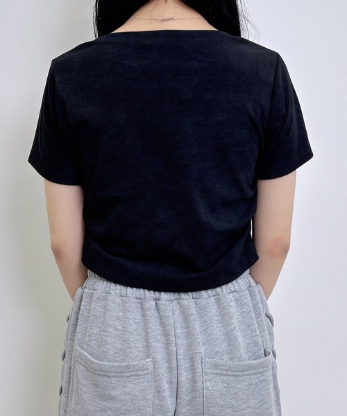 INGNI（イング）の「ムラ染めデニムロゴサイドギャザーTシャツ（Tシャツ/カットソー・レディース・オフホワイト/ブラック/カーキ・M）」の15枚目の写真