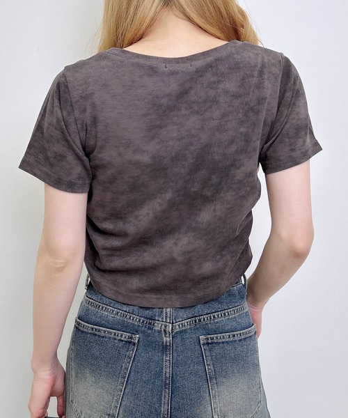 INGNI（イング）の「ムラ染めデニムロゴサイドギャザーTシャツ（Tシャツ/カットソー・レディース・オフホワイト/ブラック/カーキ・M）」の22枚目の写真