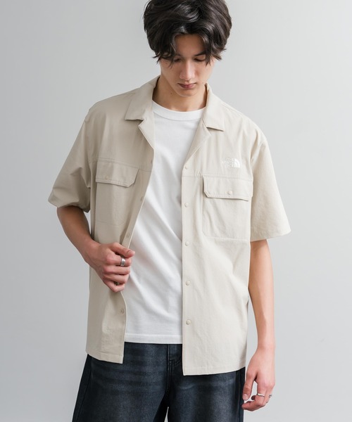 THE NORTH FACE(ザノースフェイス)の「THE NORTH FACE ザ・ノースフェイス M'S KANTE SHIRTS ワンポイントロゴ刺繍胸ポケット付き半袖オープンカラーシャツ(シャツ/ブラウス・メンズ・チャコール/ブラック/ライトベージュ・M/XL/L)」の3枚目の写真