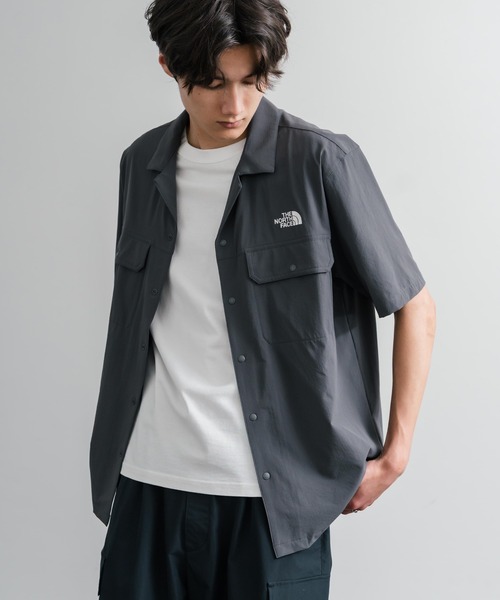 THE NORTH FACE(ザノースフェイス)の「THE NORTH FACE ザ・ノースフェイス M'S KANTE SHIRTS ワンポイントロゴ刺繍胸ポケット付き半袖オープンカラーシャツ(シャツ/ブラウス・メンズ・チャコール/ブラック/ライトベージュ・M/XL/L)」の2枚目の写真
