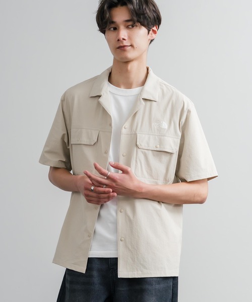 THE NORTH FACE(ザノースフェイス)の「THE NORTH FACE ザ・ノースフェイス M'S KANTE SHIRTS ワンポイントロゴ刺繍胸ポケット付き半袖オープンカラーシャツ(シャツ/ブラウス・メンズ・チャコール/ブラック/ライトベージュ・M/XL/L)」の9枚目の写真