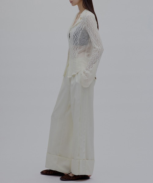 Ameri（アメリ）の「MEDI SHRUNK LACE OPEN COLLAR TOP（シャツ
