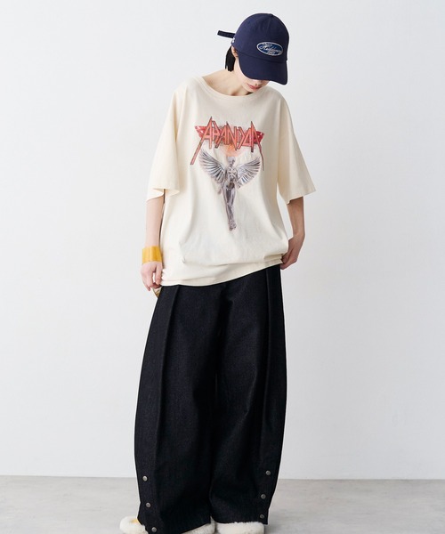 SeeSew(シーソー)の「【UNISEX】ACID WASH ANGEL TEE/アシッドウォッシュ加工エンジェルTシャツ(Tシャツ/カットソー・メンズ・ブラック/ホワイト・M/L)」の3枚目の写真