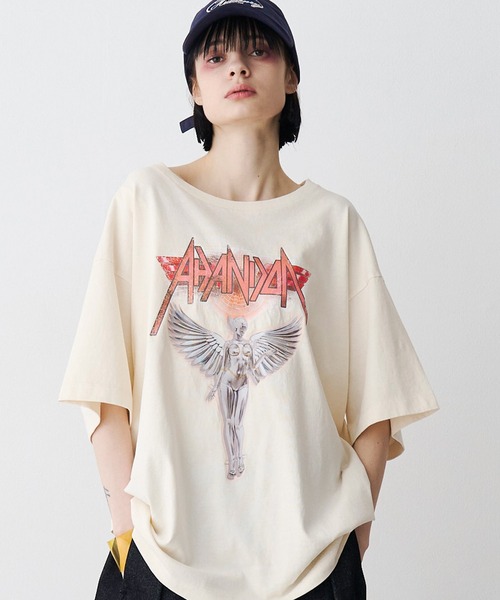 SeeSew(シーソー)の「【UNISEX】ACID WASH ANGEL TEE/アシッドウォッシュ加工エンジェルTシャツ(Tシャツ/カットソー・メンズ・ブラック/ホワイト・M/L)」の8枚目の写真