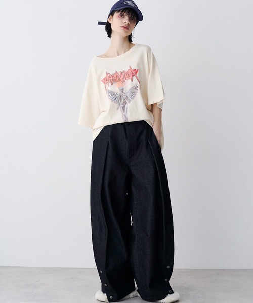 SeeSew(シーソー)の「【UNISEX】ACID WASH ANGEL TEE/アシッドウォッシュ加工エンジェルTシャツ(Tシャツ/カットソー・メンズ・ブラック/ホワイト・M/L)」の4枚目の写真