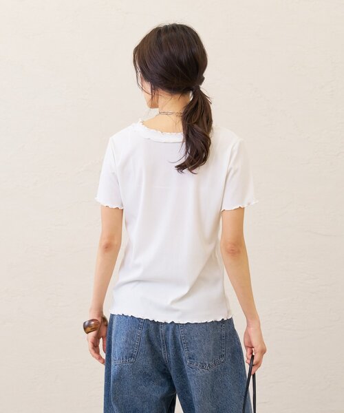 Omekashi(オメカシ)の「半袖フリルカーディガン(Tシャツ/カットソー・レディース・ブラック/オフホワイト/チャコールグレー・FREE)」の7枚目の写真