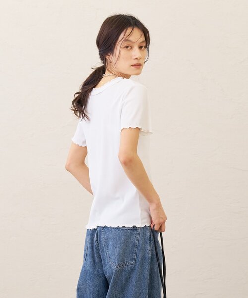 Omekashi(オメカシ)の「半袖フリルカーディガン(Tシャツ/カットソー・レディース・ブラック/オフホワイト/チャコールグレー・FREE)」の8枚目の写真