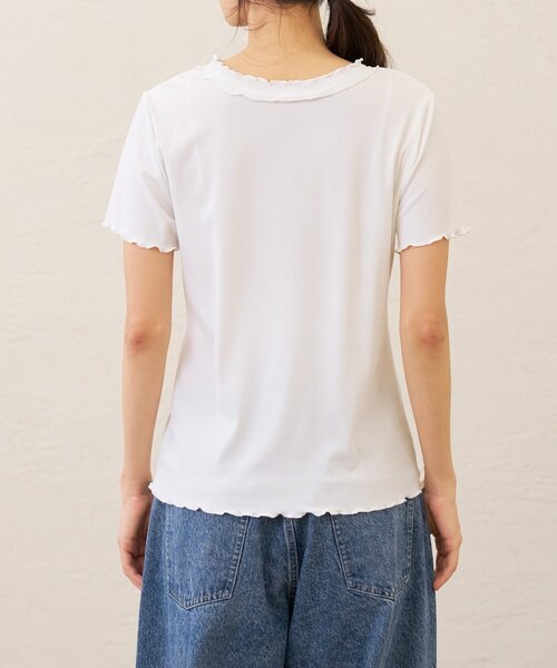 Omekashi(オメカシ)の「半袖フリルカーディガン(Tシャツ/カットソー・レディース・ブラック/オフホワイト/チャコールグレー・FREE)」の21枚目の写真