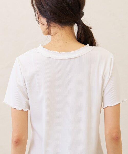 Omekashi(オメカシ)の「半袖フリルカーディガン(Tシャツ/カットソー・レディース・ブラック/オフホワイト/チャコールグレー・FREE)」の22枚目の写真