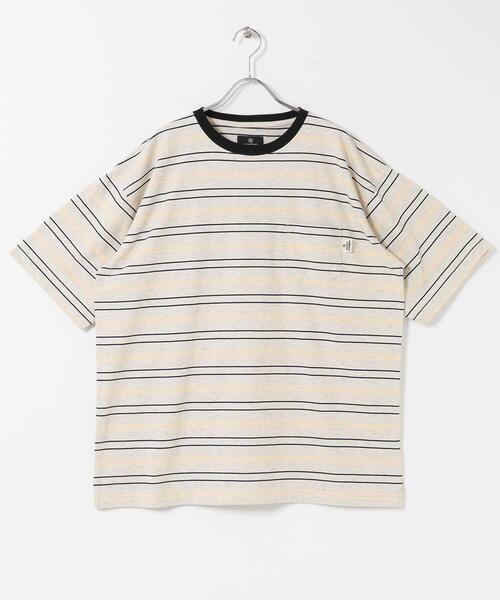 MAGIC NUMBER(マジック ナンバー)の「MAGIC NUMBER MULTI BORDER T-SHIRTS(Tシャツ/カットソー・メンズ・ブラック/オートミール・MEDIUM/LARGE)」の3枚目の写真