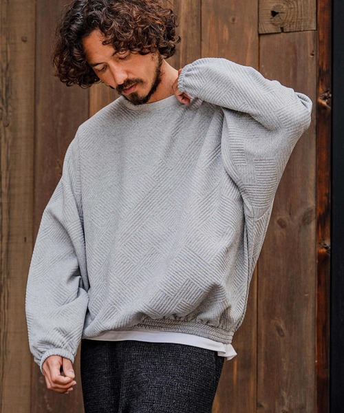 CAMBIO（カンビオ）の「mlt5711-Cotton Flexiguard Chenille Long Sleeve Tee フクレジャガードカットソー(A71626cmb)（Tシャツ/カットソー・メンズ・ミックスグレー/ブラック/ロイヤルブルー・L/M/S）」の3枚目の写真