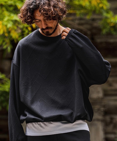 CAMBIO（カンビオ）の「mlt5711-Cotton Flexiguard Chenille Long Sleeve Tee フクレジャガードカットソー(A71626cmb)（Tシャツ/カットソー・メンズ・ミックスグレー/ブラック/ロイヤルブルー・L/M/S）」の4枚目の写真