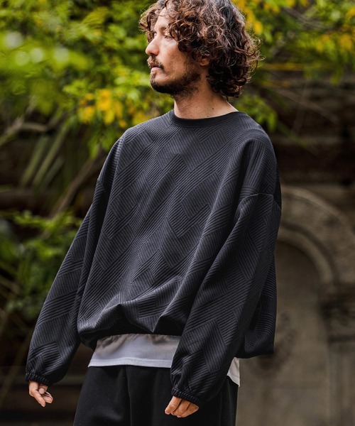 CAMBIO（カンビオ）の「mlt5711-Cotton Flexiguard Chenille Long Sleeve Tee フクレジャガードカットソー(A71626cmb)（Tシャツ/カットソー・メンズ・ミックスグレー/ブラック/ロイヤルブルー・L/M/S）」の5枚目の写真