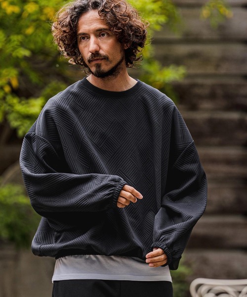 CAMBIO（カンビオ）の「mlt5711-Cotton Flexiguard Chenille Long Sleeve Tee フクレジャガードカットソー(A71626cmb)（Tシャツ/カットソー・メンズ・ミックスグレー/ブラック/ロイヤルブルー・L/M/S）」の6枚目の写真