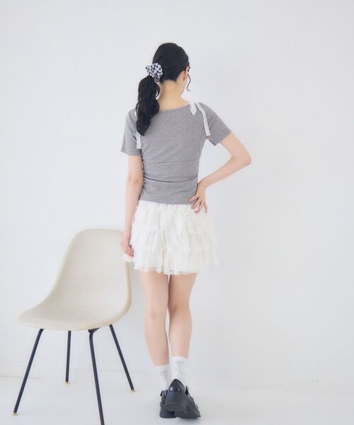ems excite（エムズエキサイト）の「レースリボン切替CT（Tシャツ/カットソー・レディース・ダークグレー/ブルー/ピンク・FREE）」の16枚目の写真