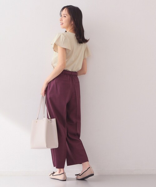 index（インデックス）の「【接触冷感】フリルフレンチスリーブトップス《UVケア／洗濯機OK》（Tシャツ/カットソー・レディース・ナチュラル/ライトグリーン/ネイビー/ボルドー/サックスブルー・36/40/38/42）」の15枚目の写真