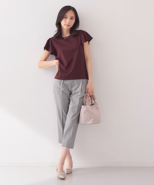 index（インデックス）の「【接触冷感】フリルフレンチスリーブトップス《UVケア／洗濯機OK》（Tシャツ/カットソー・レディース・ナチュラル/ライトグリーン/ネイビー/ボルドー/サックスブルー・36/40/38/42）」の18枚目の写真