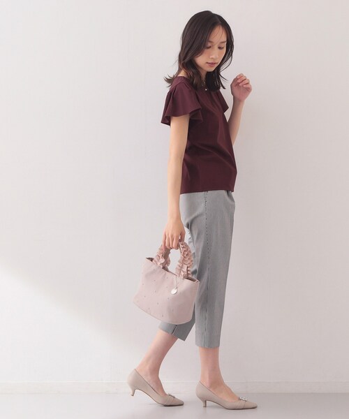 index（インデックス）の「【接触冷感】フリルフレンチスリーブトップス《UVケア／洗濯機OK》（Tシャツ/カットソー・レディース・ナチュラル/ライトグリーン/ネイビー/ボルドー/サックスブルー・36/40/38/42）」の19枚目の写真