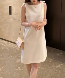 リボンモチーフ オフショルダー ワンピース