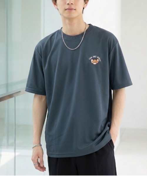 Tom＆Jerry（トムアンドジェリー）の「【TOM&JERRY/トムとジェリー】キャラクターワンポイント刺繍半袖ドライメッシュＴシャツ（吸水速乾・UVカット） ユニセックス（Tシャツ/カットソー・メンズ・ライトグリーン/オフホワイト/ブラック/ネイビー・MEDIUM/LARGE）」の7枚目の写真
