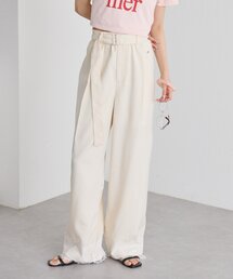 【3サイズ展開】ベルト付き裾レーススラックス