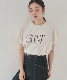 USAコットン フリル袖ロゴTシャツ