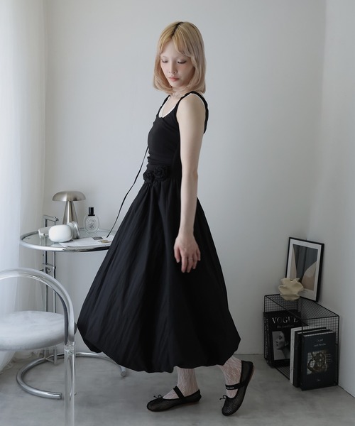 Ulysses(ユリシス)の「バルーンキャミワンピース お花付き(ワンピース・レディース・ブラック/アイボリー・S/M)」の9枚目の写真
