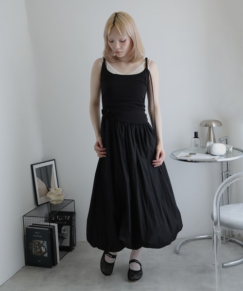 Ulysses(ユリシス)の「バルーンキャミワンピース お花付き(ワンピース・レディース・ブラック/アイボリー・S/M)」の14枚目の写真