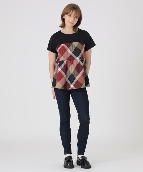 BLUE LABEL CRESTBRIDGE(ブルーレーベルクレストブリッジ)の「クレストブリッジチェックティアードコンビTシャツ(Tシャツ/カットソー・レディース・パープル系その他4/レッド・40/38)」の7枚目の写真