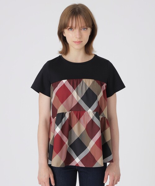 BLUE LABEL CRESTBRIDGE(ブルーレーベルクレストブリッジ)の「クレストブリッジチェックティアードコンビTシャツ(Tシャツ/カットソー・レディース・パープル系その他4/レッド・40/38)」の8枚目の写真