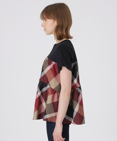 BLUE LABEL CRESTBRIDGE(ブルーレーベルクレストブリッジ)の「クレストブリッジチェックティアードコンビTシャツ(Tシャツ/カットソー・レディース・パープル系その他4/レッド・40/38)」の9枚目の写真