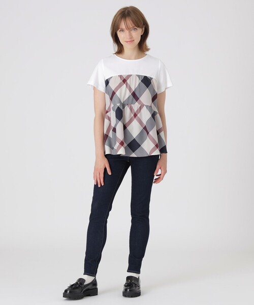 BLUE LABEL CRESTBRIDGE(ブルーレーベルクレストブリッジ)の「クレストブリッジチェックティアードコンビTシャツ(Tシャツ/カットソー・レディース・パープル系その他4/レッド・40/38)」の12枚目の写真