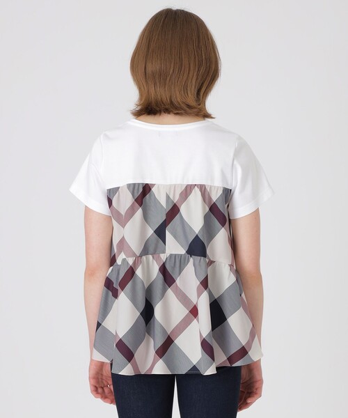 BLUE LABEL CRESTBRIDGE(ブルーレーベルクレストブリッジ)の「クレストブリッジチェックティアードコンビTシャツ(Tシャツ/カットソー・レディース・パープル系その他4/レッド・40/38)」の5枚目の写真