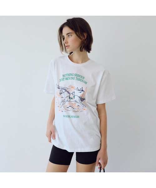 URAGO（ユラーゴ）の「Rush boxy t-shirt（Tシャツ/カットソー・レディース・ホワイト/チャコールグレー/アッシュグレー・FREE）」の2枚目の写真