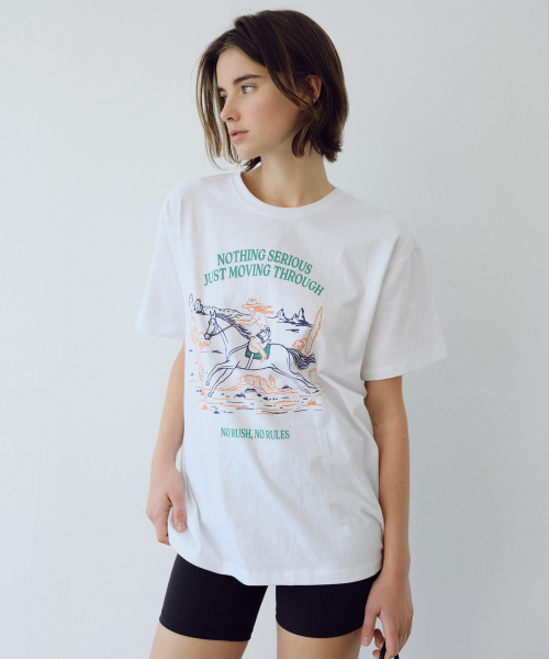 URAGO（ユラーゴ）の「Rush boxy t-shirt（Tシャツ/カットソー・レディース・ホワイト/チャコールグレー/アッシュグレー・FREE）」の5枚目の写真