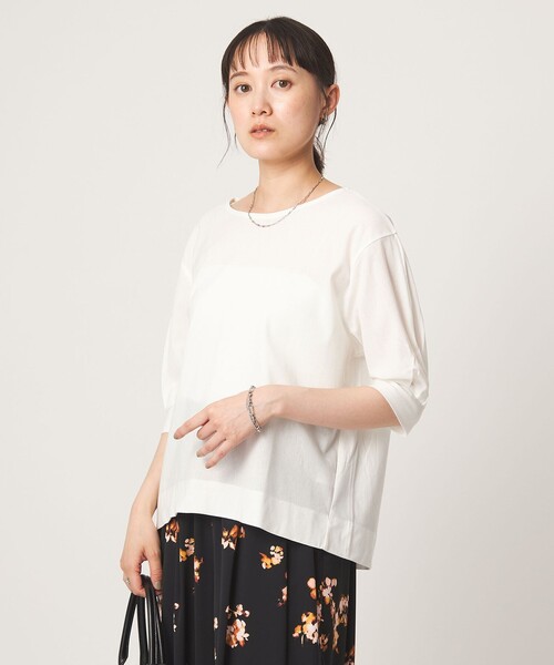 green label relaxing(グリーンレーベルリラクシング)の「フォルム スリーブ Tシャツ(Tシャツ/カットソー・レディース・オフホワイト/ブラック・FREE)」の21枚目の写真