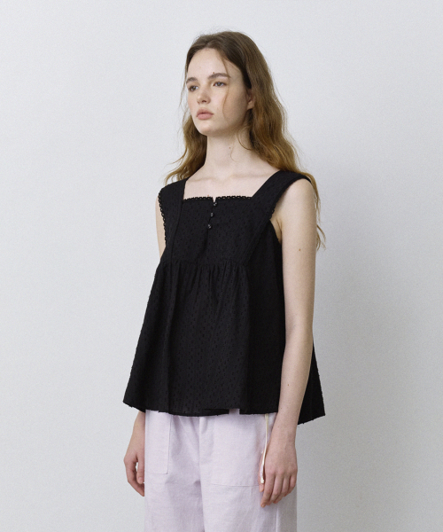 HANE(ハネ)の「フリルフレアスリーブレス_ブラックインク(Tシャツ/カットソー・レディース・その他・MEDIUM/SMALL)」の1枚目の写真