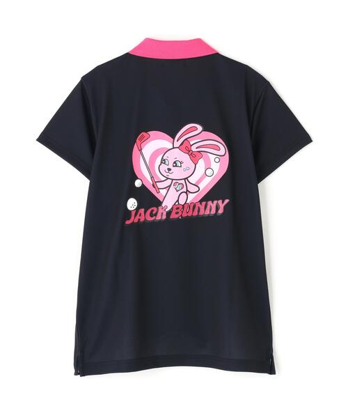 Jack Bunny!!（ジャックバニー）の「【Jack Bunny!!】【ルナ＆サニー】シングルカノコ バックプリント半袖ポロシャツ（ポロシャツ・レディース・ブラック・SMALL）」の9枚目の写真