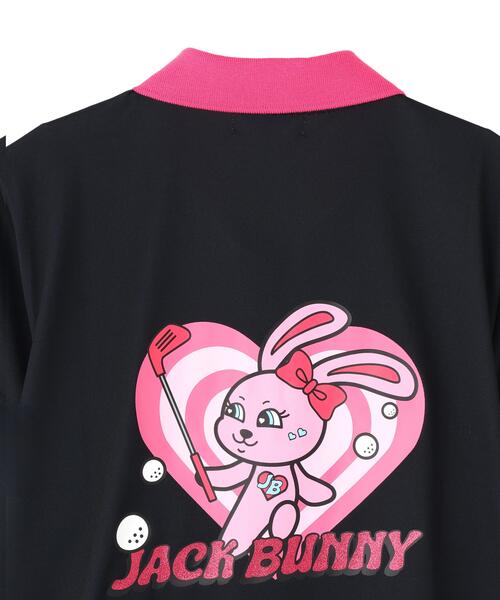 Jack Bunny!!（ジャックバニー）の「【Jack Bunny!!】【ルナ＆サニー】シングルカノコ バックプリント半袖ポロシャツ（ポロシャツ・レディース・ブラック・SMALL）」の10枚目の写真