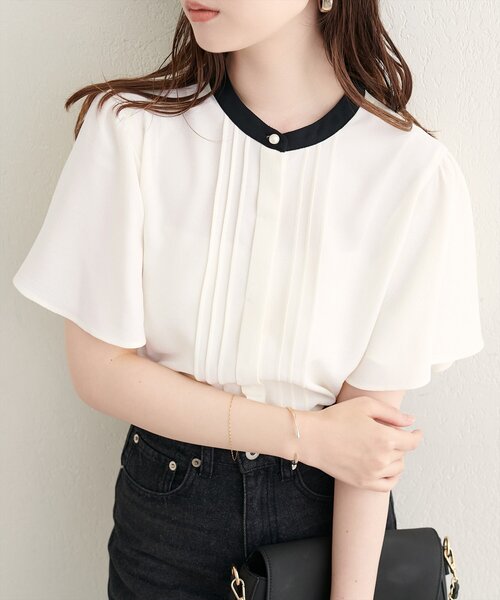 natural couture(ナチュラルクチュール)の「フロントピンタックフレア袖ブラウス(シャツ/ブラウス・レディース・オフホワイト/ライトベージュ/ピンク系その他/サックスブルー/ネイビー・FREE)」の7枚目の写真