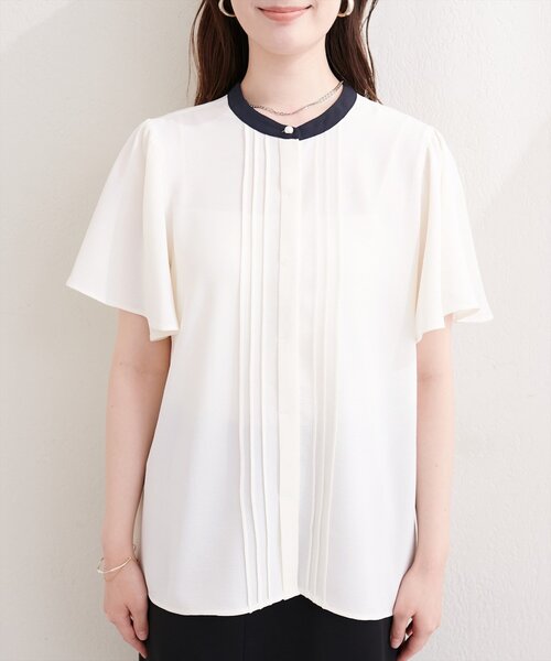 natural couture(ナチュラルクチュール)の「フロントピンタックフレア袖ブラウス(シャツ/ブラウス・レディース・オフホワイト/ライトベージュ/ピンク系その他/サックスブルー/ネイビー・FREE)」の10枚目の写真