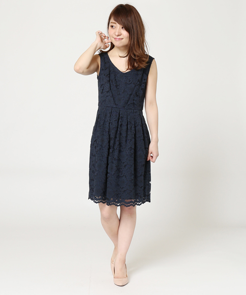LIMITLESS LUXURY（リミットレスラグジュアリー）の「LEIRION DRESS◆（ワンピース・レディース・ネイビー/サックスブルー/ホワイト・36/38）」の4枚目の写真