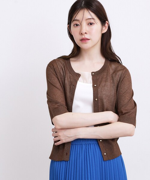 grove（グローブ）の「【洗える】大人のシアーニットカーディガン（カーディガン/ボレロ・レディース・ブラック/ブラウン系その他/アイボリー・03/02/01/05/04）」の8枚目の写真