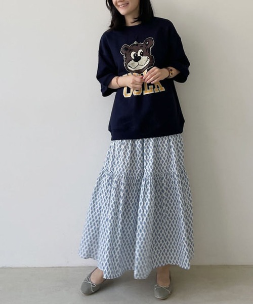 2ly2(トゥーリートゥー)の「総柄ティアードロングスカート フレアスカート ウエストゴム マキシ丈(スカート・レディース・グリーン/ホワイト・FREE)」の15枚目の写真