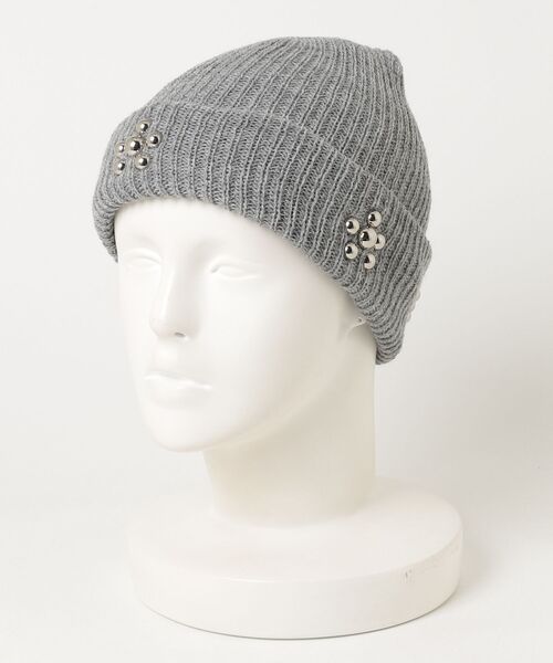 STUDIOUS(ステュディオス)の「RAMPONI STUDS KNIT CAP(Tシャツ/カットソー・メンズ・ブラック/グレー・FREE)」の2枚目の写真