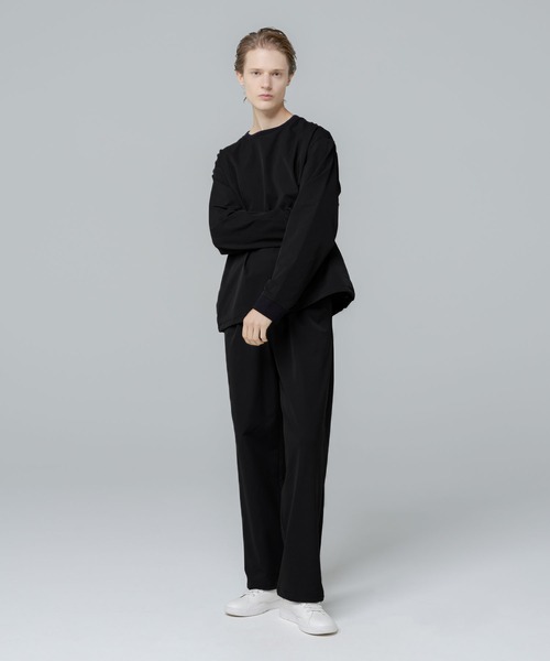 SPU(スプ)の「【セットアップ対応】多機能素材ナイロン【URBAN FLEXOR】【防しわ、ストレッチ、ウォッシャブル、抗ピリング】 Essential Pullover L/S(Tシャツ/カットソー・メンズ・チャコール/グレイッシュベージュ/ネイビー/ブラック・S/M/L/XL)」の7枚目の写真